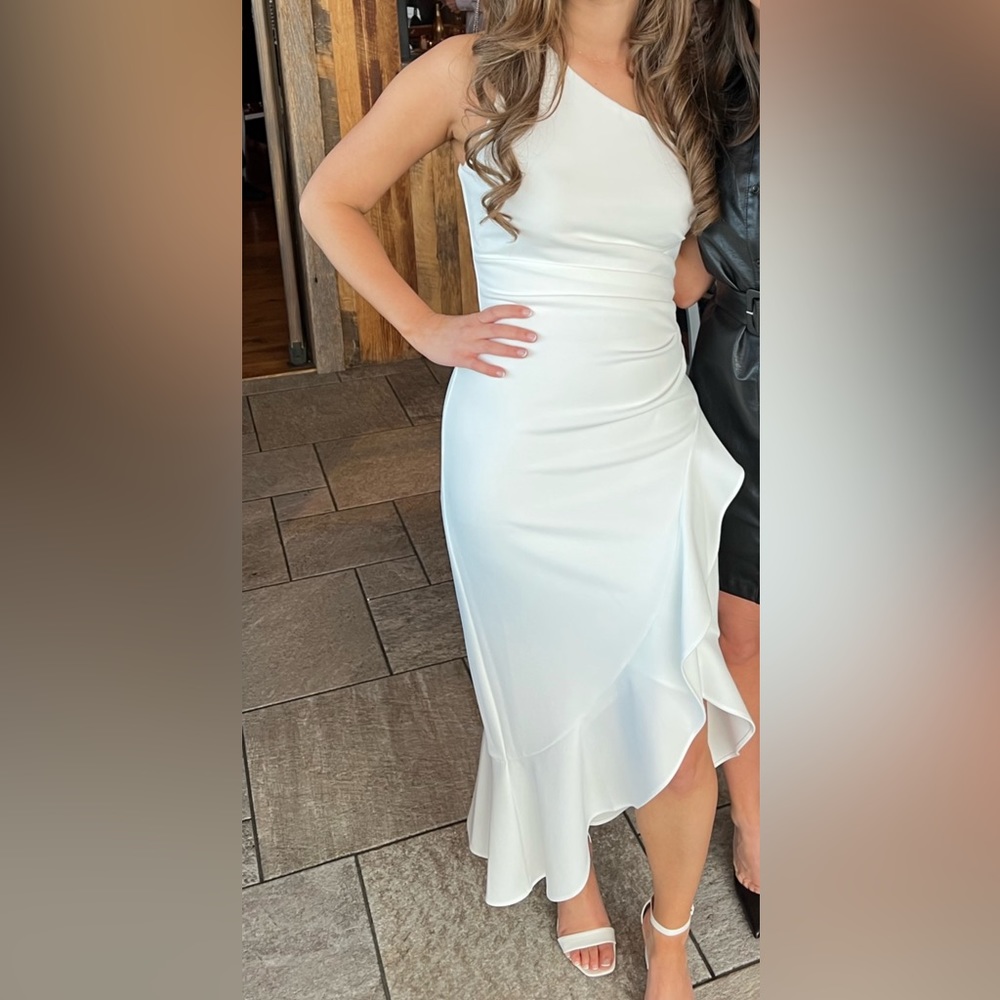 AQUA Off the Shoulder Crepe Cocktail Dress